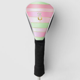 Posh Monogrammed Pastel Pink and Green  Golfheadcover