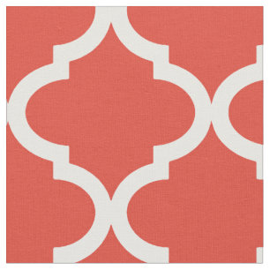 Posh Oranje Red Moraccan Quatrefoil Patroon Stof
