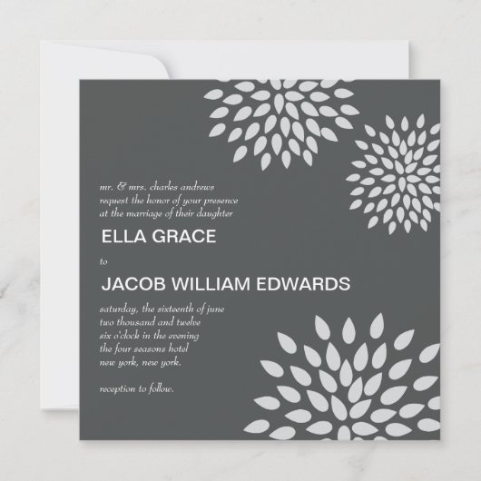 Posh Petals | Argent | FAIRE-PART DE MARIAGE (Devant)