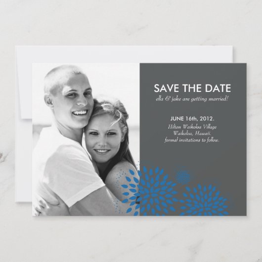 Posh Petals | Cerulean | Save the date Kaart (Voorkant)