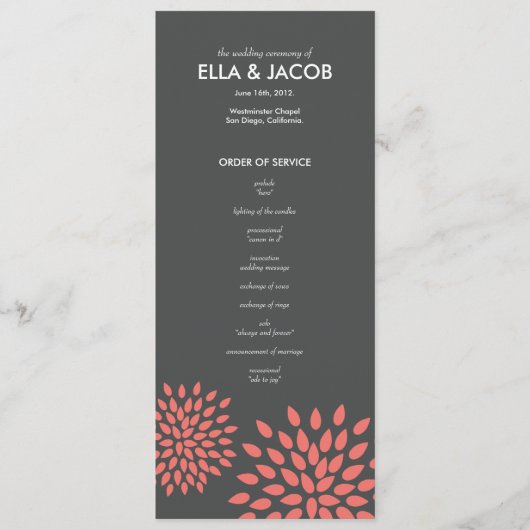Posh Petals | koraal | Ceremony-programma Programma (Voorkant)