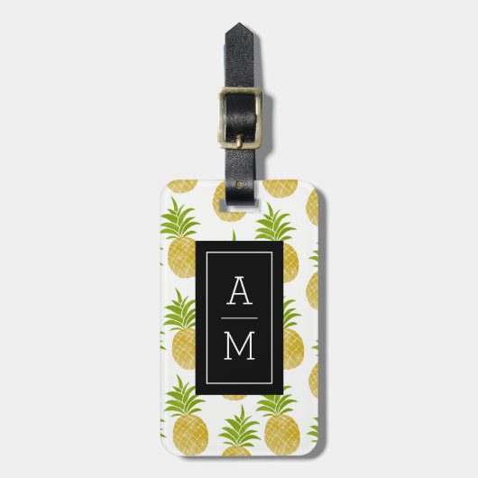 Posh Pineapple Monogrammed Bagagelabel (Voorkant verticaal)