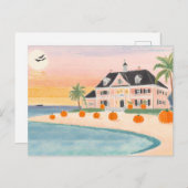 Posh Pink Beach House bij Halloween - Briefkaart (Voorkant / Achterkant)