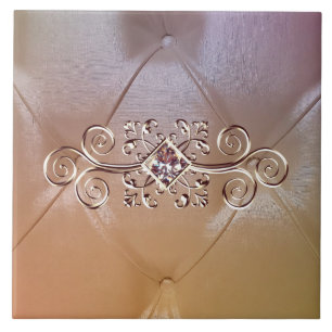 Posh pintuck satijn en diamanten keramische tegel tegeltje