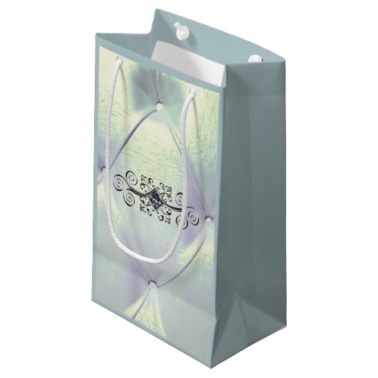 Posh pintuck satijn look blauw zilver klein cadeauzakje (Voorkant Gekanteld)