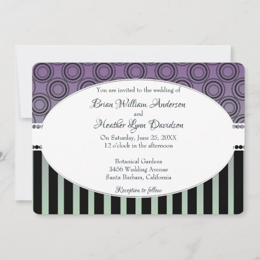 Posh pourpre et Faire-part de mariage vert (Devant)