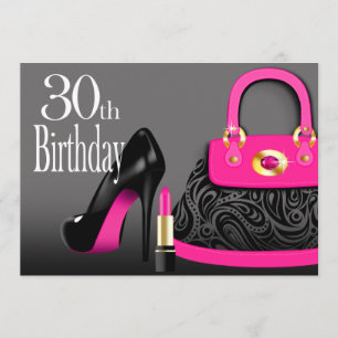 Posh Purse High Heels en Lipstick 30e verjaardag Kaart