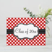 Posh Red Polka Dot Afstuderen Kaart (Staand voorkant)