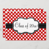 Posh Red Polka Dot Afstuderen Kaart (Voorkant / Achterkant)