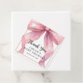 Posh Roze Coquette Bow Baby shower Bedankjes Labels (In situ)
