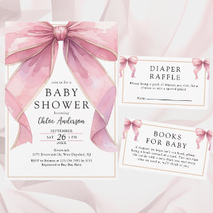 Posh Roze Coquette Bow Baby shower Kaart
