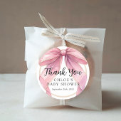 Posh Roze Coquette Bow Baby shower Ronde Sticker