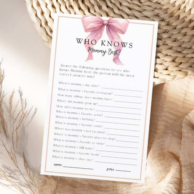 Posh Roze Coquette Bow Baby shower spel (Creator heeft geüpload)