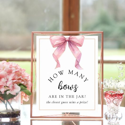 Posh Roze Hoeveel Bows Baby shower spel Poster