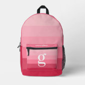 Posh roze retro Stripes gradiënt - gigantisch mono Bedrukte Rugzak (Voorkant)