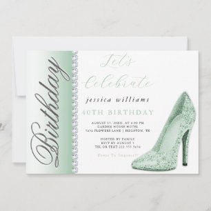 Posh Stiletto & Diamonds Groene Verjaardag Kaart