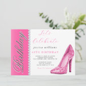 Posh Stiletto & Diamonds Roze Verjaardag Kaart (Staand voorkant)