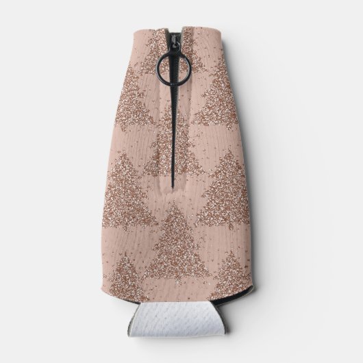 Posh Tree Patroon | Glam Roos Gold Blush Christmas Flesjeskoeler (Achterkant)