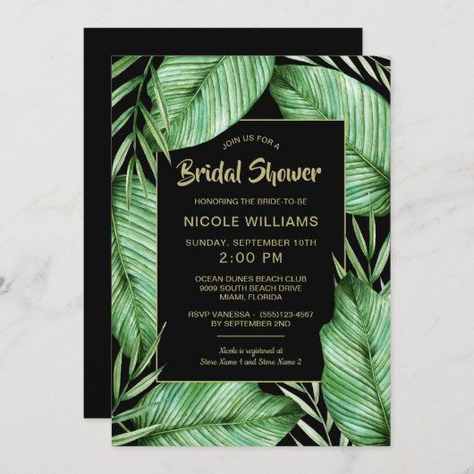 Posh Tropical Vibe Bridal Shower Uitnodiging (Voorkant / Achterkant)