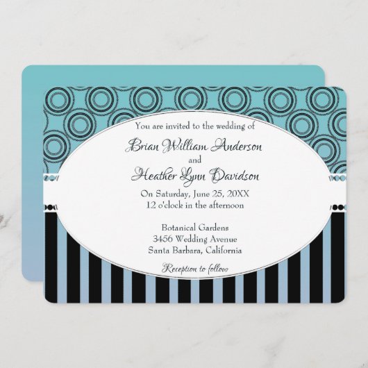 Posh Turquoise et bleu Faire-part de mariage (Devant / Derrière)