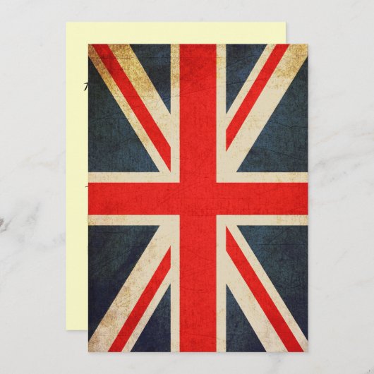 Posh Union Jack Custom Invitation (Verticaal) Kaart (Voorkant / Achterkant)
