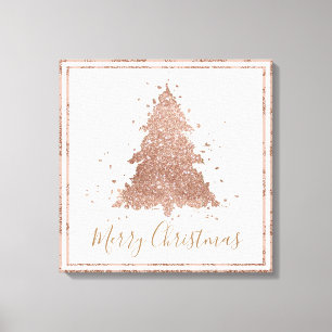 Posh Vrolijk Kerstfeest Glam Roos Gold Blush Tre Canvas Afdruk