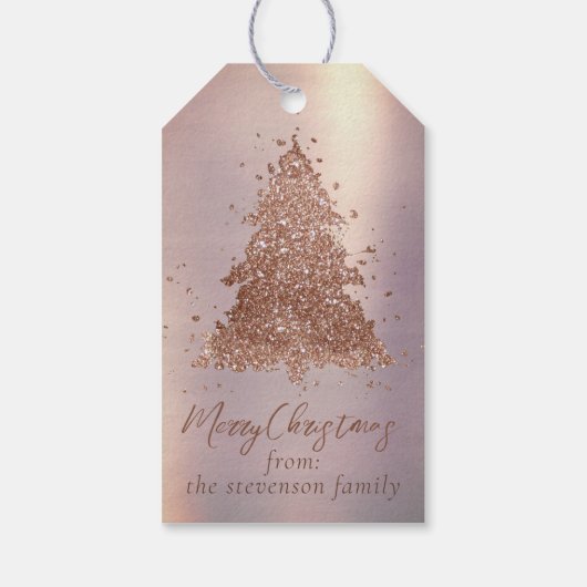 Posh Vrolijk Kerstfeest | Glam Roos Gold Tree Cust Cadeaulabel (Achterkant)