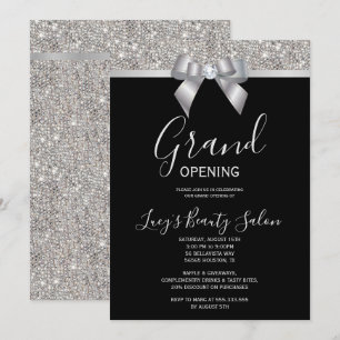 Posh Zilveren & Zwarte Jewel Bow Grand Opening Kaart