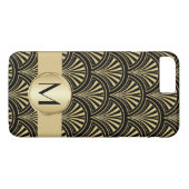 Posh zwart en goud deco fans monogrammed Case-Mate iPhone case (Achterkant (Horizontaal))