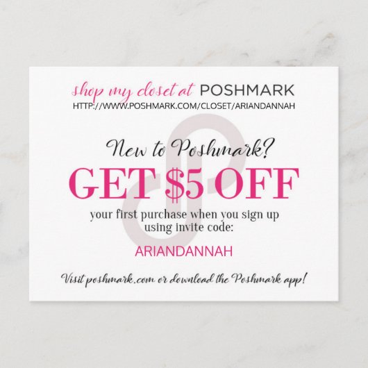 Poshmark Referral Invitation Kaart (Voorkant)