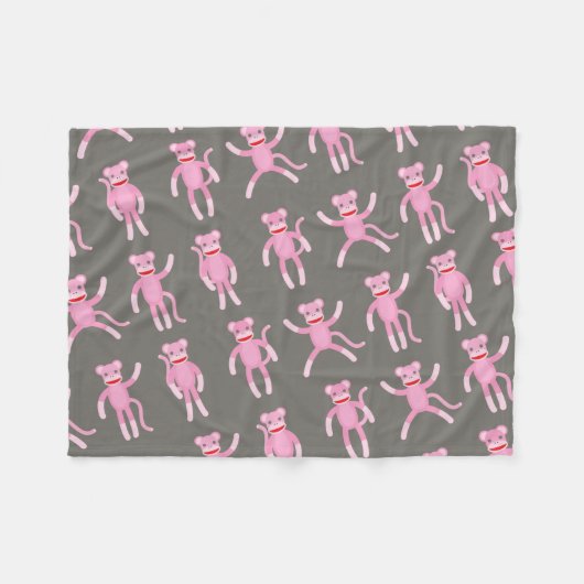 Posing Pink Socket Monkeys Fleece Deken (Voorkant (Horizontaal))