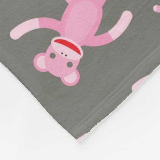 Posing Pink Socket Monkeys Fleece Deken (Hoek)
