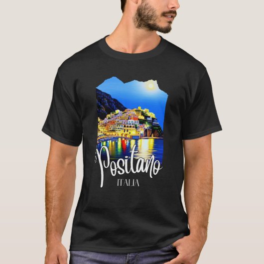 Positano Amalfi Coast At Night T-shirt (Voorkant)