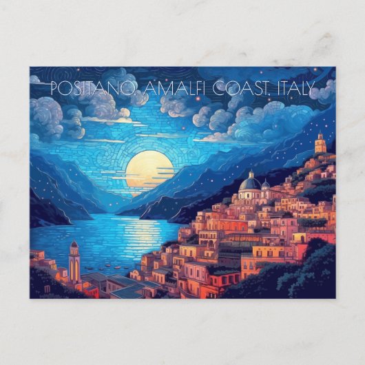 Positano Amalfi Kustschilderij van Italië Reiskuns Briefkaart (Voorkant)