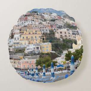 Positano Beach Umbrellas Dream #1 #reis #wall Rond Kussen