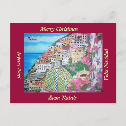 Positano, het Briefkaart van Kerstmis van Italië (Voorkant)