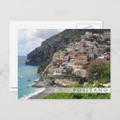 Positano in het briefkaart van de bar langs de kus (Voorkant / Achterkant)