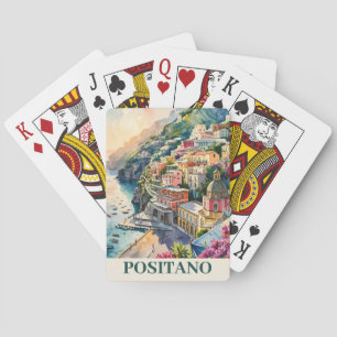 Positano Italië Amalfikust Aquarellandschap Pokerkaarten