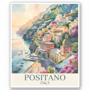 Positano Italië Amalfikust Aquarellandschap Sticker
