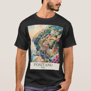 Positano Italië Amalfikust Aquarellandschap T-shirt