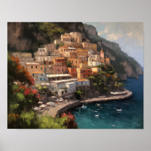 Positano Italie Aquarelle Art Imprimer Poster