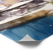 Positano Italie Aquarelle Art Imprimer Poster (Coin)