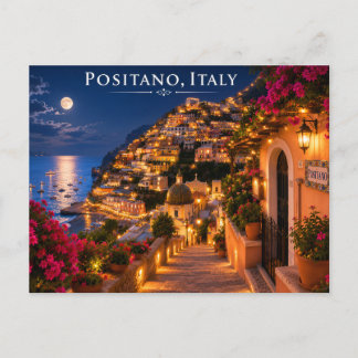 Positano Italië Nacht Ansichtkaart Briefkaart