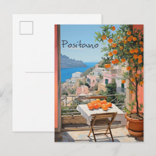 Positano Italië Reis Stad Schilderen Esthetisch Briefkaart