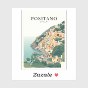 Positano, Italië Stad Vintage Sticker