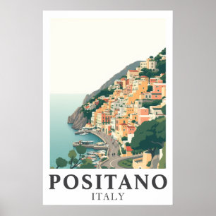 Positano Italië Vintage Reis Amalfi Coast Kunst Poster