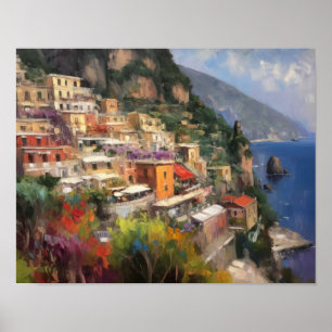 Positano Italië Waterverf Art Print Poster