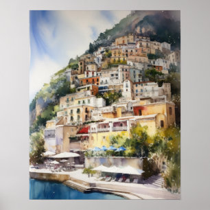Positano Italië Waterverf Art Print Poster