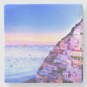 Positano, Italië Zonsondergang Stenen Onderzetter