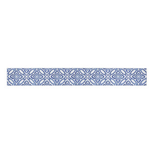 Positano kobalt blauw en witte Tegel matching Grosgrain Lint